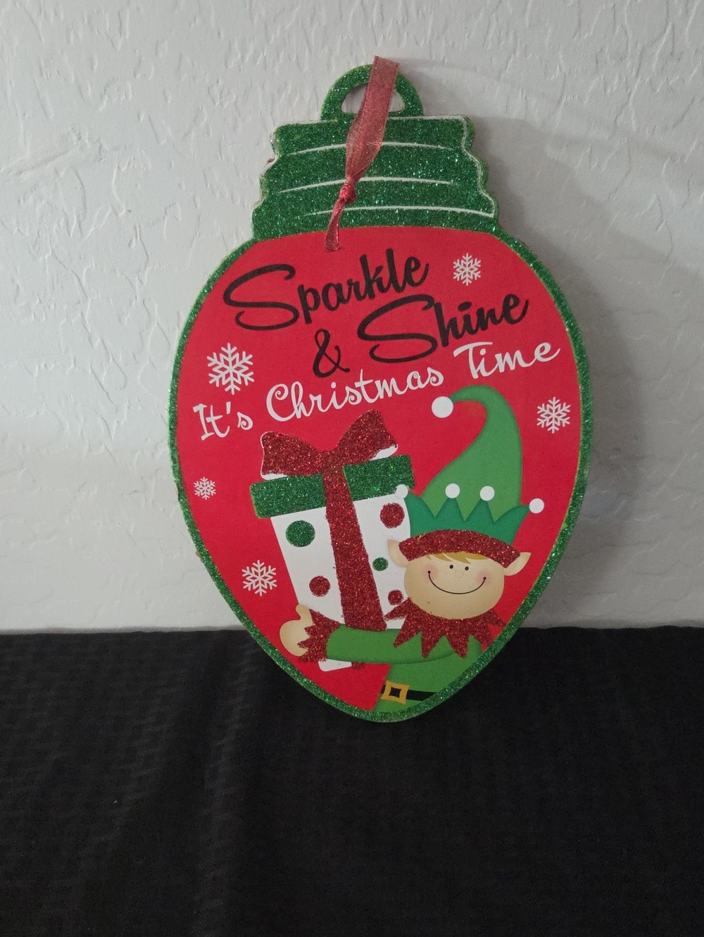 Sparkle & Shine Red and Green Christmas Ornament Wall Sign